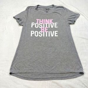 JERRY LEIGH WOMEN'S THINK POSITIVE GRAY T-SHIRT SIZE LARGE